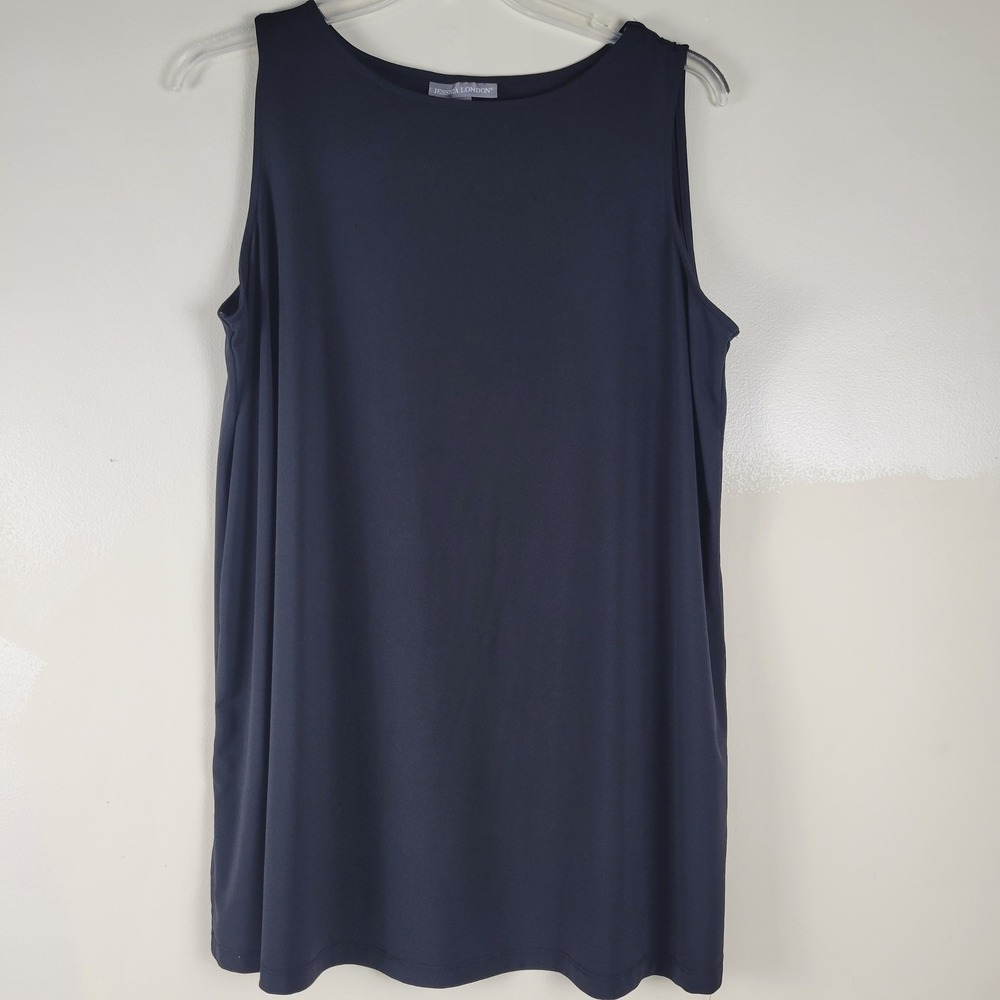 Jessica London Womens Plus Size 18/20 Black Sleeveless Scoop Neck Tank Top